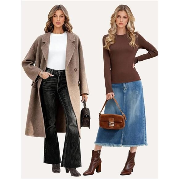 3/5 Pack Womens Long Sleeve Shirts Crew Neck Basic Tees Tight Fitted - Picture 3 of 7